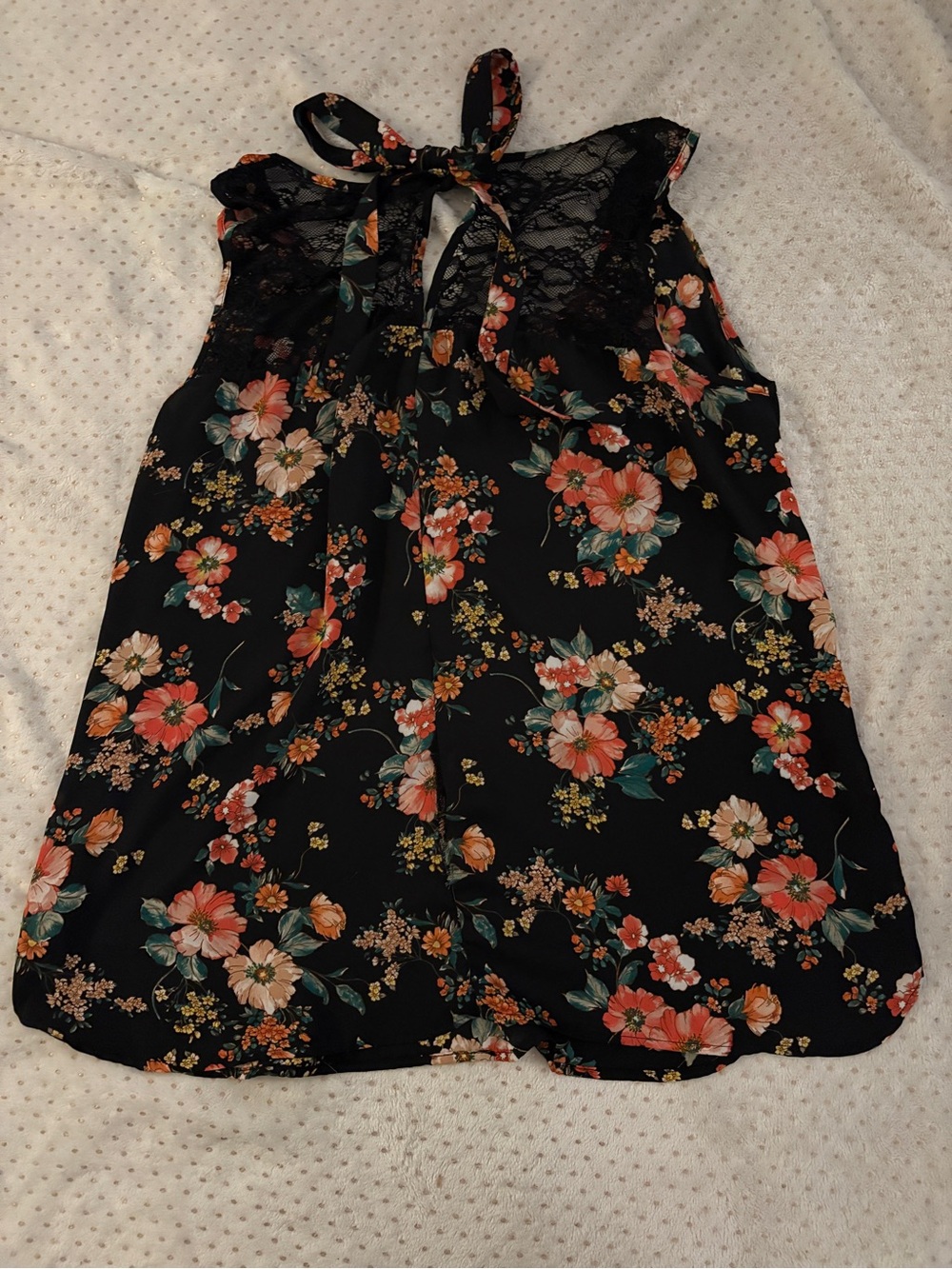 Sweet Rain Black Floral Lace Halter Camisole